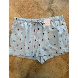 Women's Auden Blue Skiing Winter Sports Flannel Pajama Shorts Size XL NWT